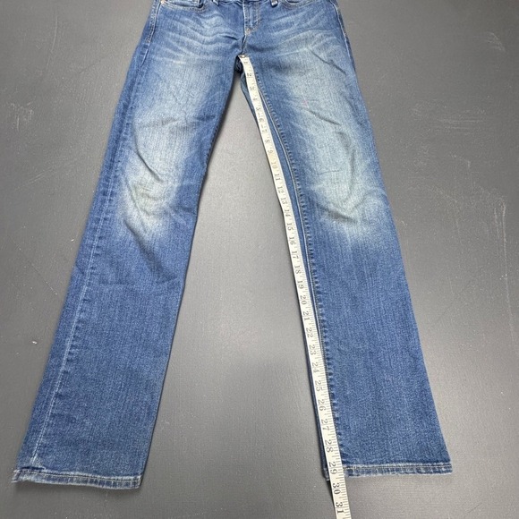 Gap 1969 Real Straight Jeans Women's 28 Blue Mid Rise Stretch Distressed Faded - Picture 10 of 16